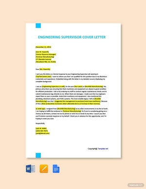 Engineering Supervisor Cover Letter