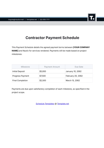 Free Contractor Payment Schedule Outline Template to Edit Online