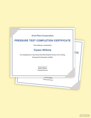 Pressure Test Certificate Template