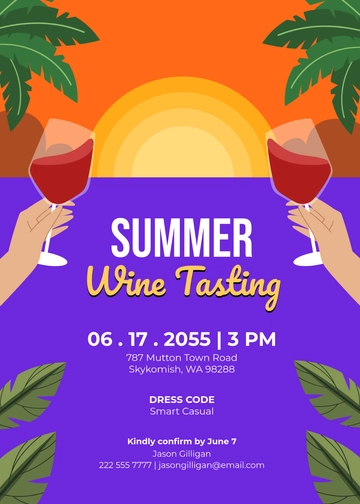 Free Summer Wine Tasting Party Invitation Template to Edit Online
