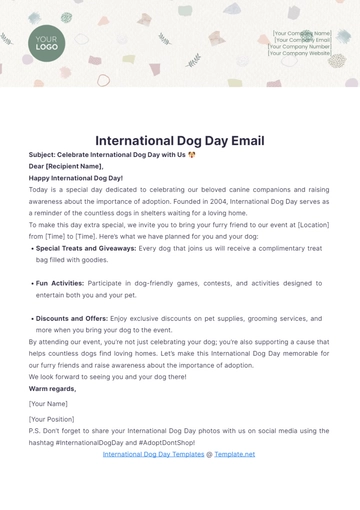 Free International Dog Day Email Template to Edit Online