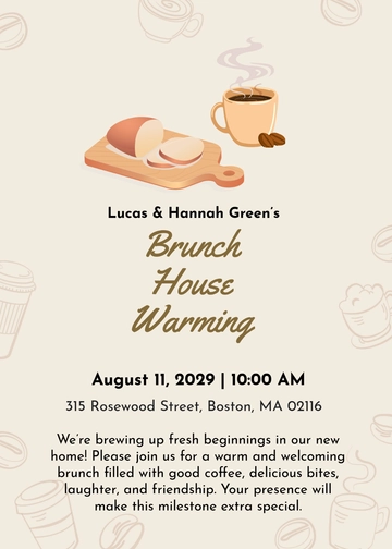Free Coffee Housewarming Brunch Invitation Template to Edit Online