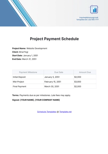 Free Project Payment Schedule Template to Edit Online