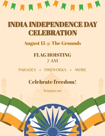 Free India Independence Day Celebration Flyer Template to Edit Online