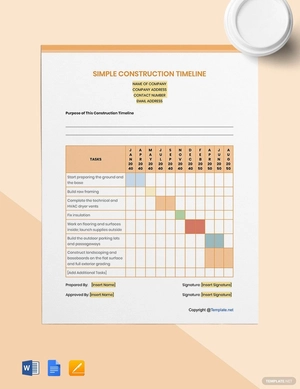 Simple Construction Timeline Template