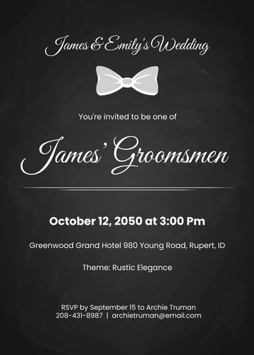 Free Chalkboard Groomsman Invitation Template to Edit Online