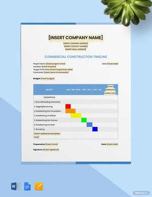 Commercial Construction Timeline Template