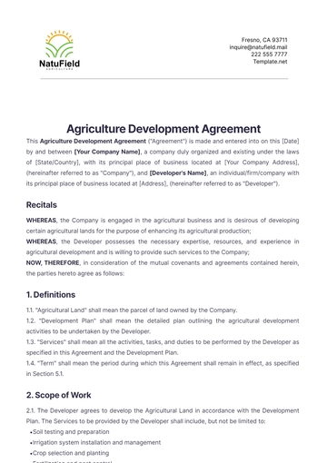 Free Agriculture Development Agreement Template to Edit Online Free Agriculture Development Agreement Template to Edit Online