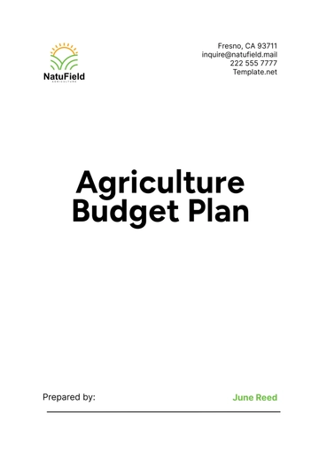 Free Agriculture Budget Plan Template to Edit Online