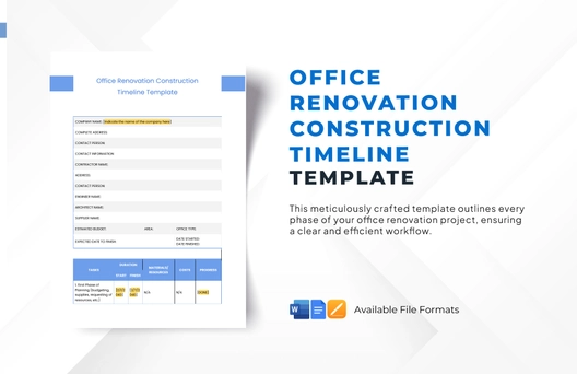Office Renovation Construction Timeline Template