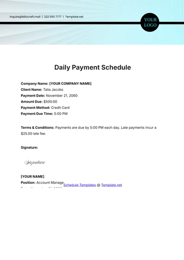 Free Simple Daily Payment Schedule Template to Edit Online