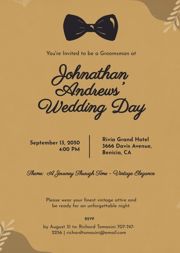 Free Vintage Groomsman Invitation Template to Edit Online