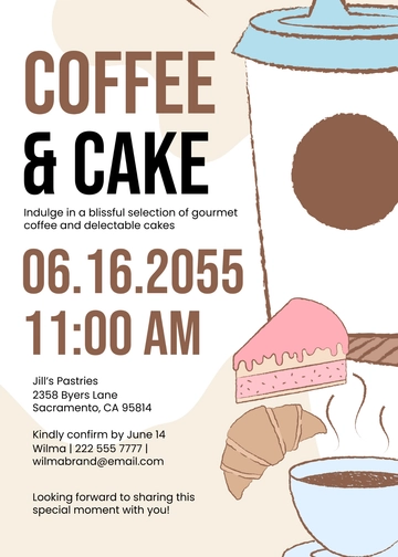 Free Coffee and Cake Invitation Template to Edit Online