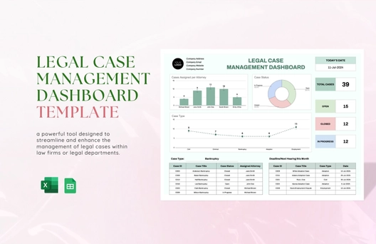Legal Case Management Dashboard Template