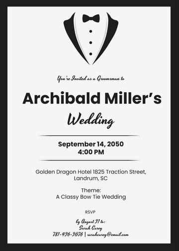 Free Bow Tie Groomsman Invitation Template to Edit Online