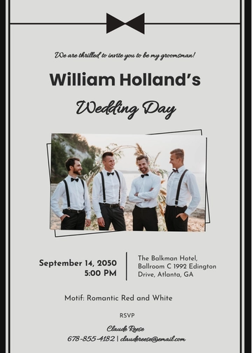 Free Groomsman Photo Invitation Template to Edit Online