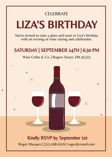 Wine Tasting Birthday Invitation Template - Edit Online & Download Wine Tasting Birthday Invitation Template - Edit Online & Download