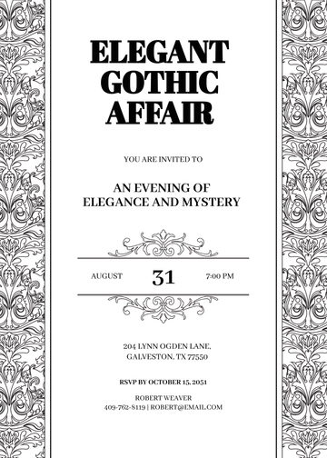 Free Black and White Gothic Invitation Template to Edit Online