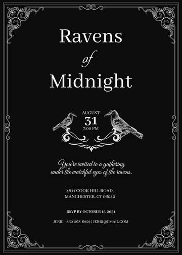Free Gothic Raven Party Invitation Template to Edit Online