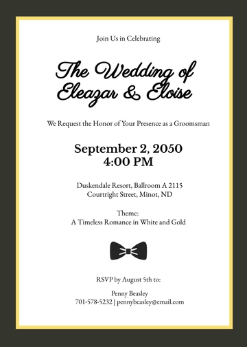 Free Elegant Groomsman Invitation Template to Edit Online