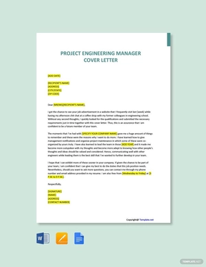 Project Engineering Manager Cover Letter