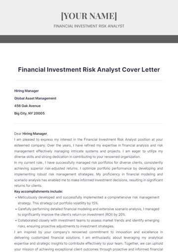 Free Financial Investment Risk Analyst Cover Letter to Edit Online