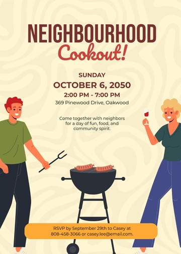 Free Neighbourhood Cookout Invitation Template to Edit Online