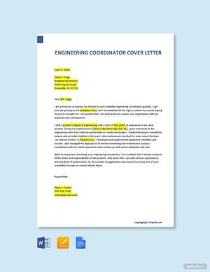 Engineering Coordinator Cover Letter
