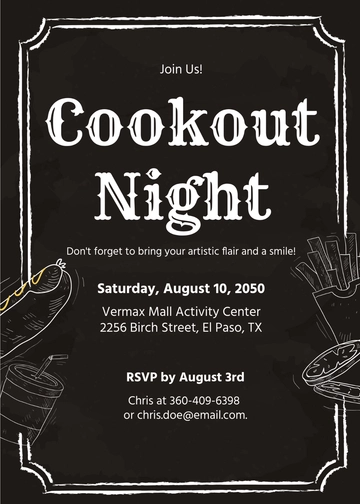 Free Chalkboard Cookout Invitation Template to Edit Online