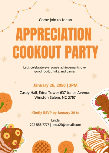 Free Appreciation Cookout Invitation Template to Edit Online