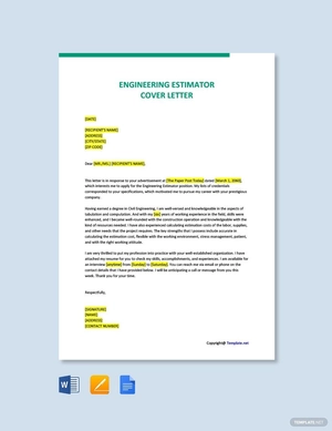 Engineering Estimator Cover Letter Template