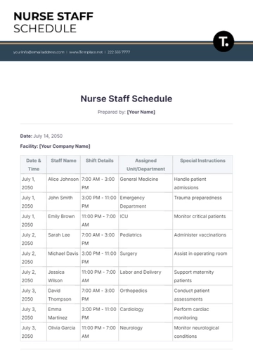 Free Nurse Staff Schedule Template to Edit Online