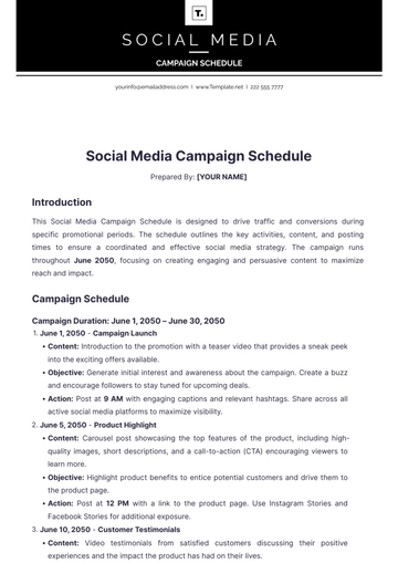Free Social Media Campaign Schedule Template to Edit Online