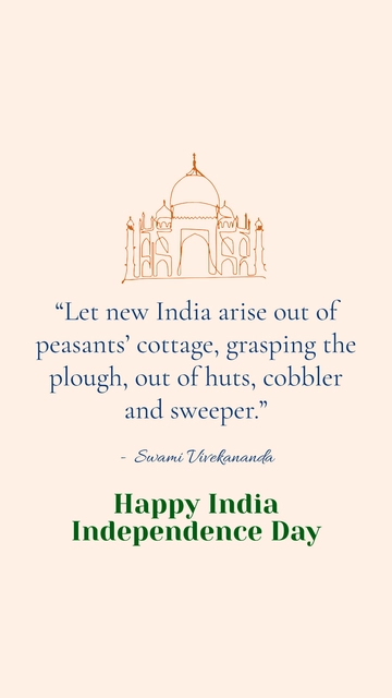 Free India Happy Independence Day Quote Template to Edit Online
