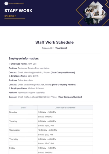 Free Staff Work Schedule Template to Edit Online