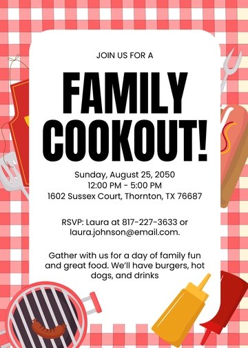 Free Family Cookout Invitation Template to Edit Online