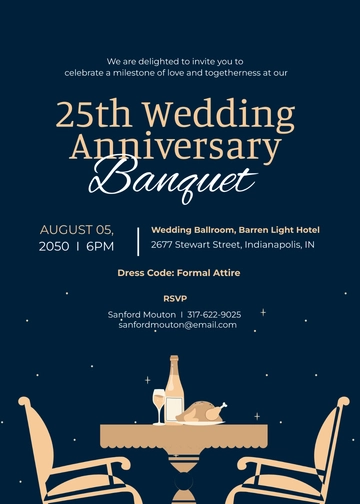 Free 25th Anniversary Banquet Invitation Template to Edit Online
