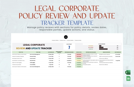 Legal Corporate Policy Review and Update Tracker Template