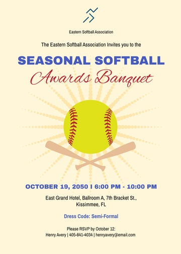 Free Softball Banquet Invitation Template to Edit Online