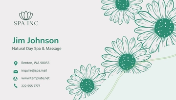 Free Natural Day Spa & Massage Business Card Template to Edit Online
