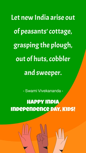 Free India Independence Day Quote For Kids Template to Edit Online