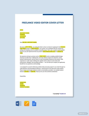 Freelance Video Editor Cover Letter