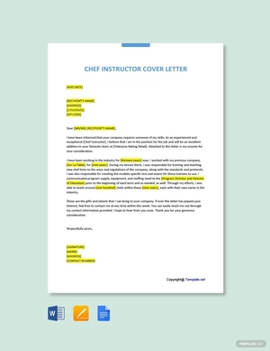 Chef Instructor Cover Letter Template