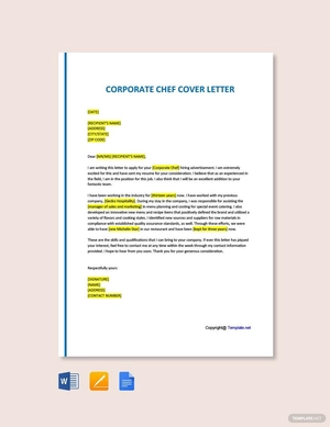 Corporate Chef Cover Letter Template