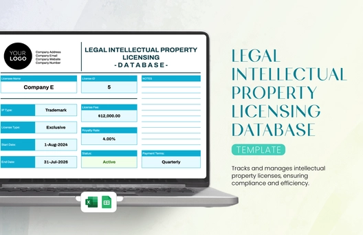 Legal Intellectual Property Licensing Database Template