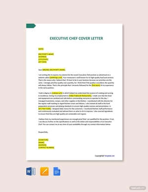 Executive Chef Cover Letter Template