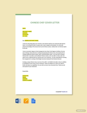 Chinese Chef Cover Letter Template