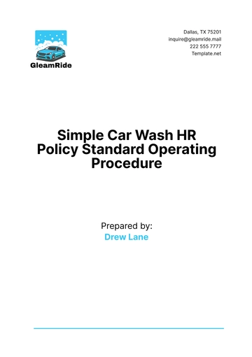 Free Simple Car Wash HR Policy Standard Operating Procedure Template to Edit Online