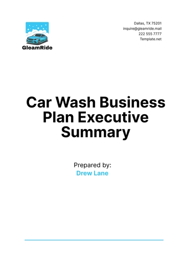 Free Car Wash Business Plan Executive Summary Template to Edit Online