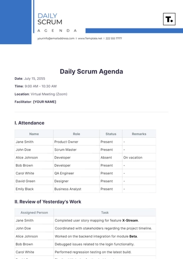 Free Daily Scrum Agenda Template to Edit Online